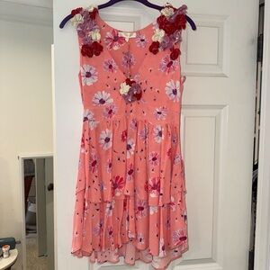 LoveShackFancy Shayna Dress Coral Blaze